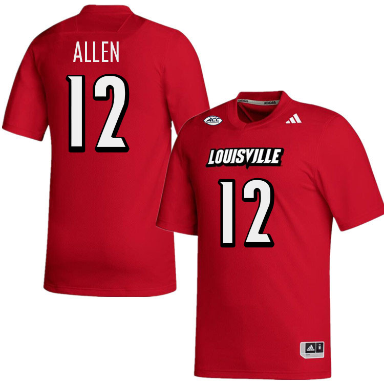 Men #12 Brady Allen Louisville Cardinals College Football Jerseys Stitched-Red